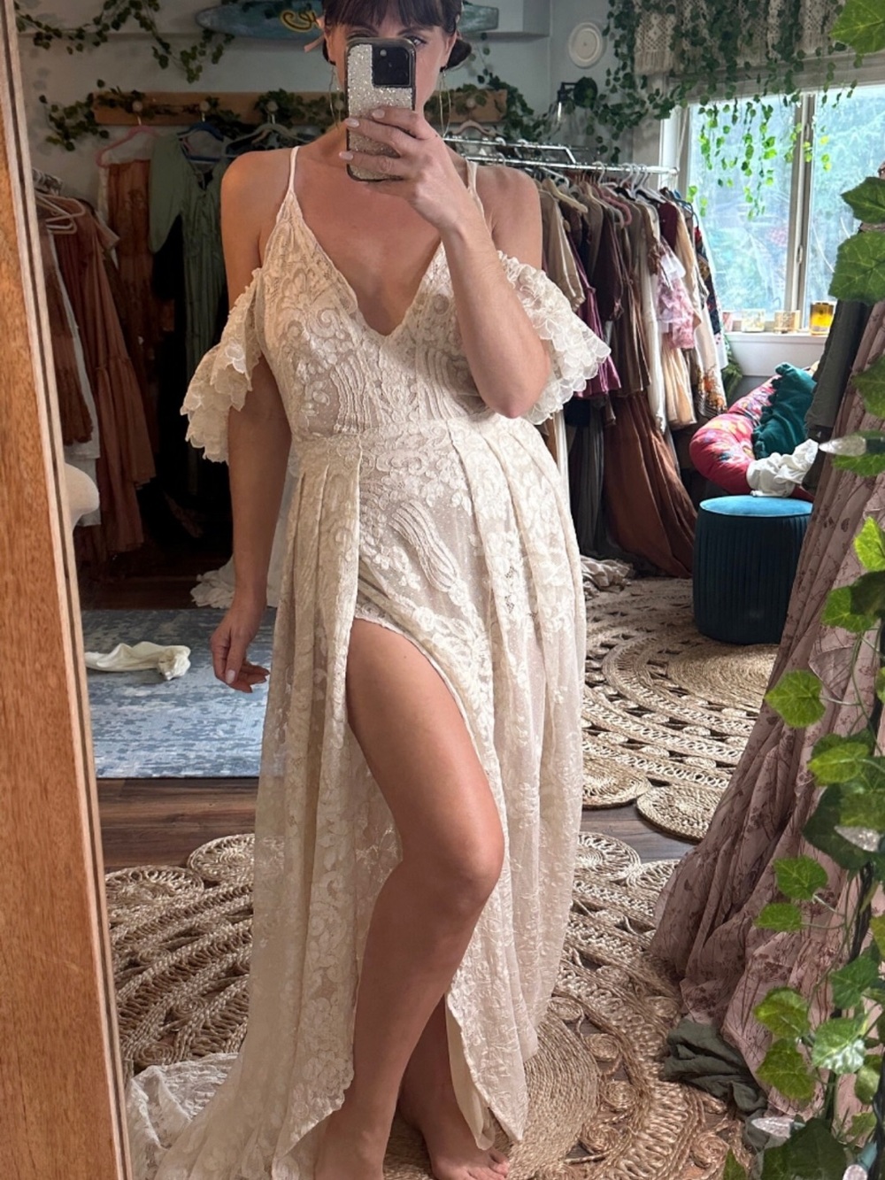 Reclamation custom vintage lace gown for wedding or photography